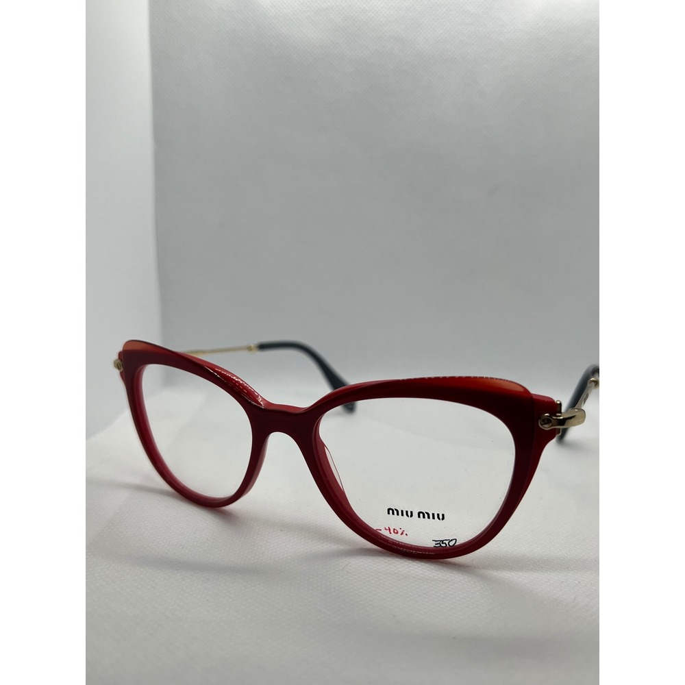 Miu Miu VMU 01Q Cat Eye Eyeglasses Red Gold Frames Designer Glasses‎ Italy